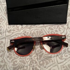 Dior Coral Frame Sunglasses with Tortoiseshell Brow